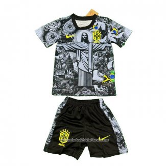 Camisola Brasil Jesus 2024/25 Crianca Preto