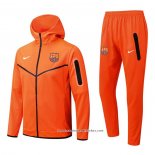 Fato de Treino Hoodie Barcelona 22/23 Laranja