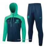 Fato de Treino Hoodie Barcelona 23/24 Azul y Verde