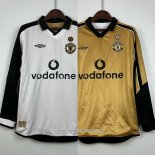 Camisola Manchester United Retro 2001-2002 Manga Comprida Ponerse En Doble Cara