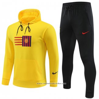 Fato de Treino Hoodie Barcelona 2023 Crianca Amarelo