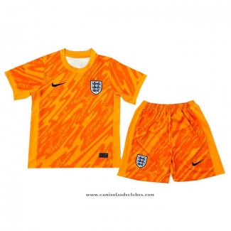 Camisola Inglaterra Goleiro 2024 Crianca Laranja