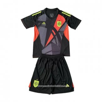 Camisola Espanha Goleiro 2024 Crianca Preto