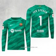 Camisola Barcelona Jogador Goleiro Ter Stegen 23/24 Manga Comprida Verde