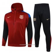 Fato de Treino Hoodie Barcelona 24/25 Vermelho